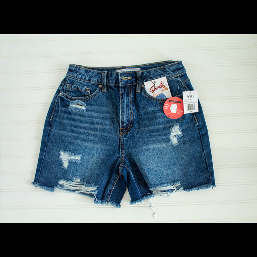 Ymi Women's Distressed Blue Jean Shorts